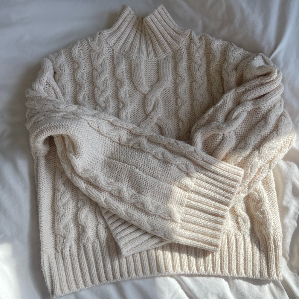 H&M Cableknit Mock Turtleneck Sweater